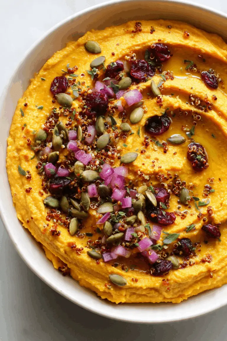 Butternut Squash Hummus with Crispy Quinoa