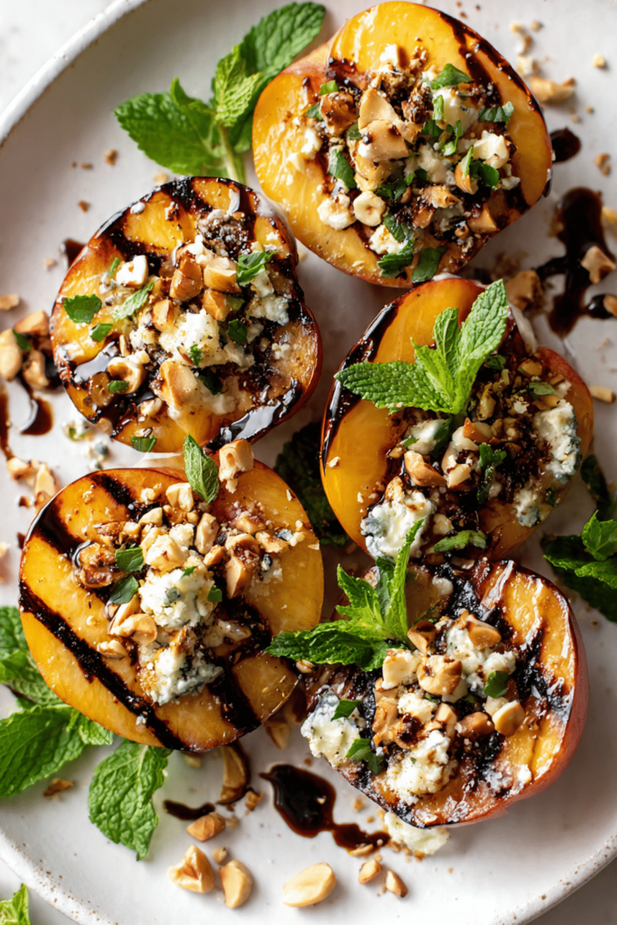 Grilled Nectarines with Gorgonzola and Hazelnuts