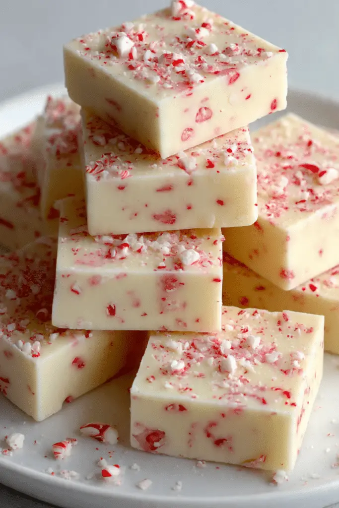 Easy Peppermint White Chocolate Truffle Bars