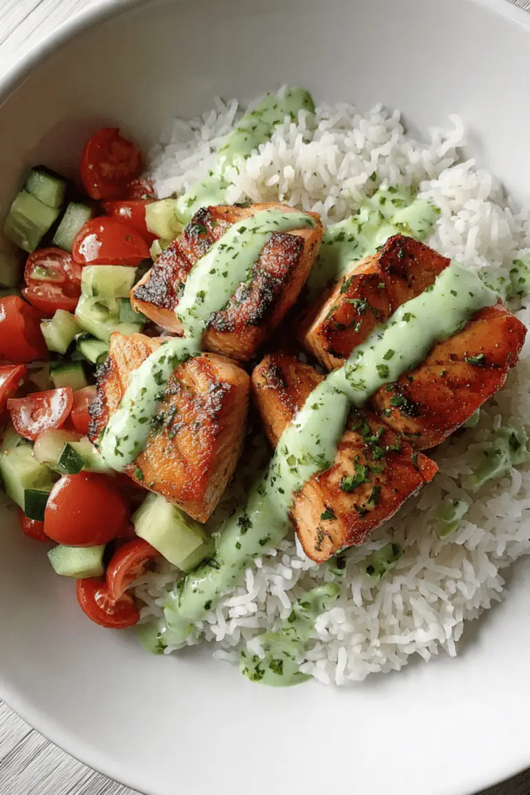 Salmon with Basil Sauce and Tomato Salad