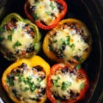 Quinoa Black Bean Crockpot Stuffed Peppers