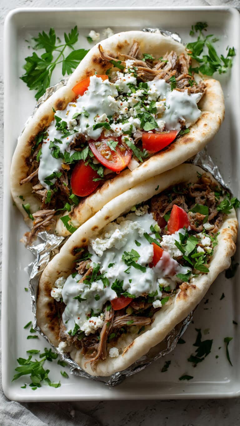 Everything Greek Pork Pitas