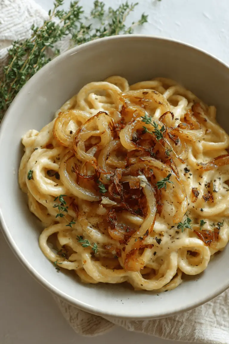 Creamy Vegan Caramelized Onion Pasta