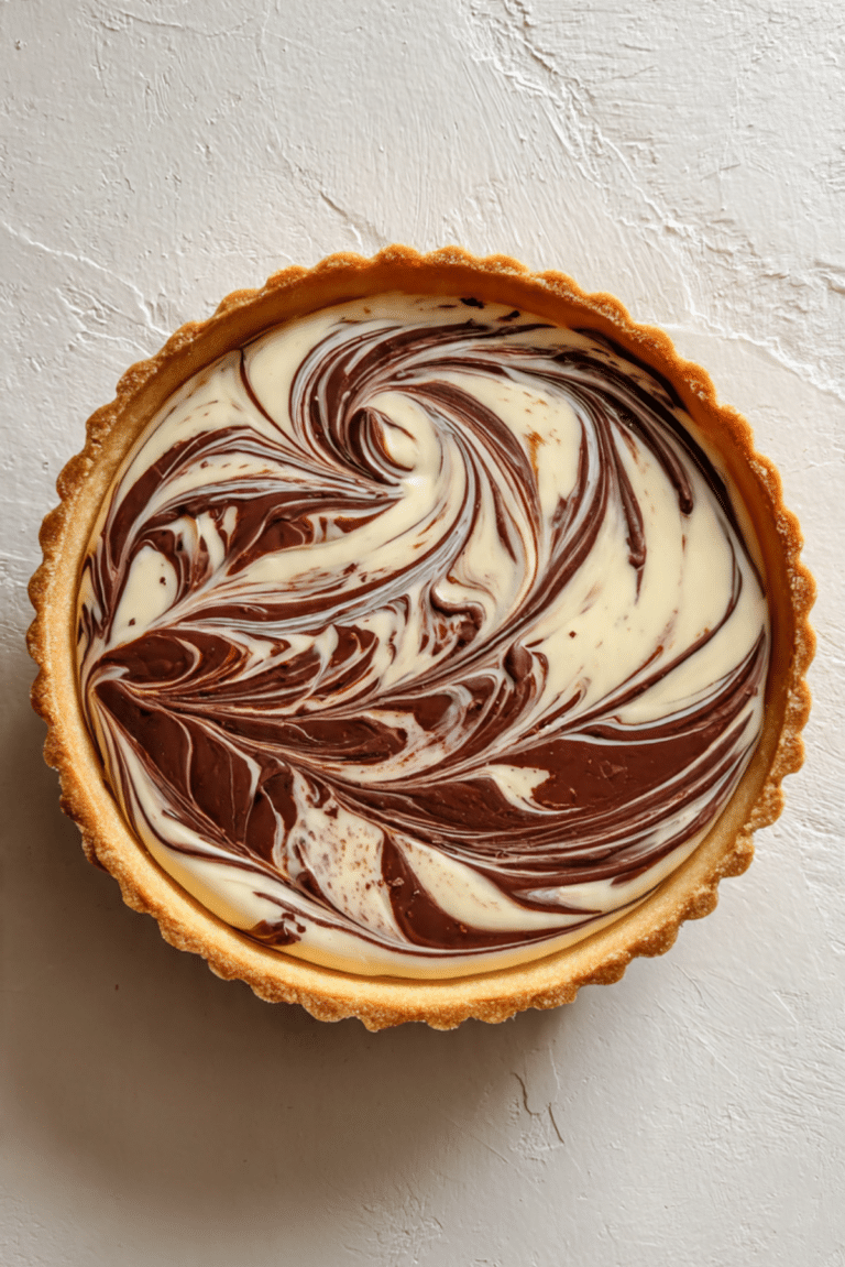 Chocolate Fudge Swirled Lemon Ricotta Tart