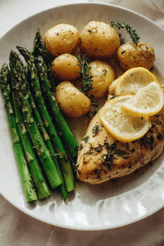 Lemon Herb Chicken with Asparagus & Potatoes Recipe