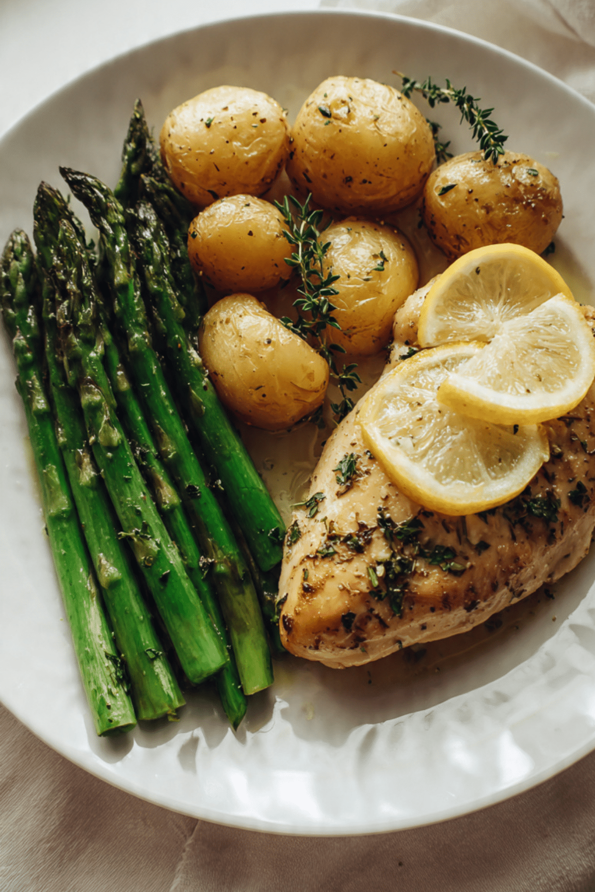 Lemon Herb Chicken with Asparagus & Potatoes Recipe