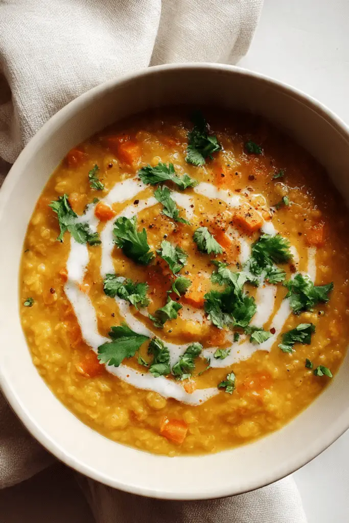 Coconut Lentil Soup with Curry Spices Recipe