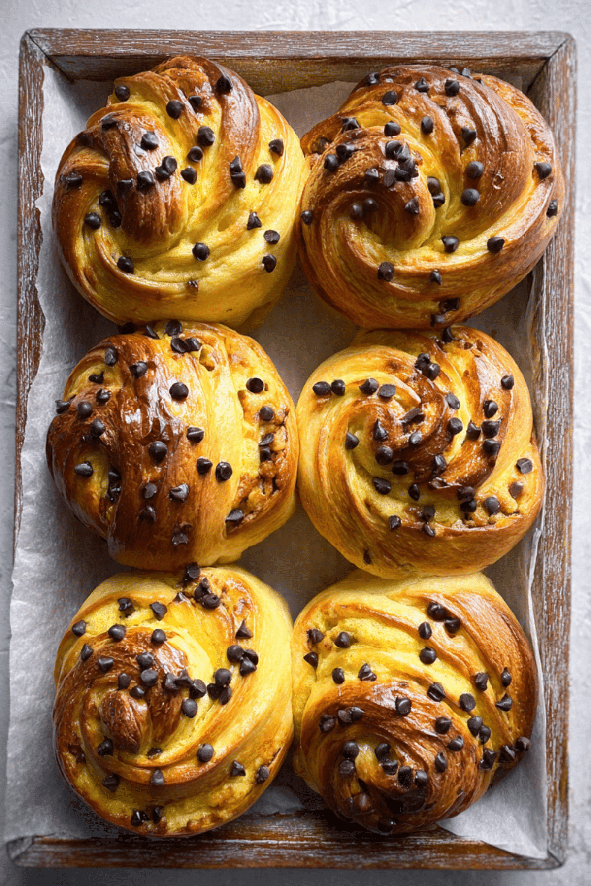 Chocolate Chip Vanilla Custard Brioches