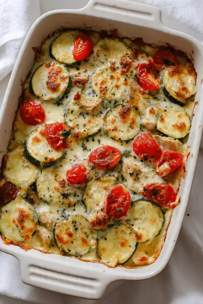 Mediterranean Chicken Zucchini Bake