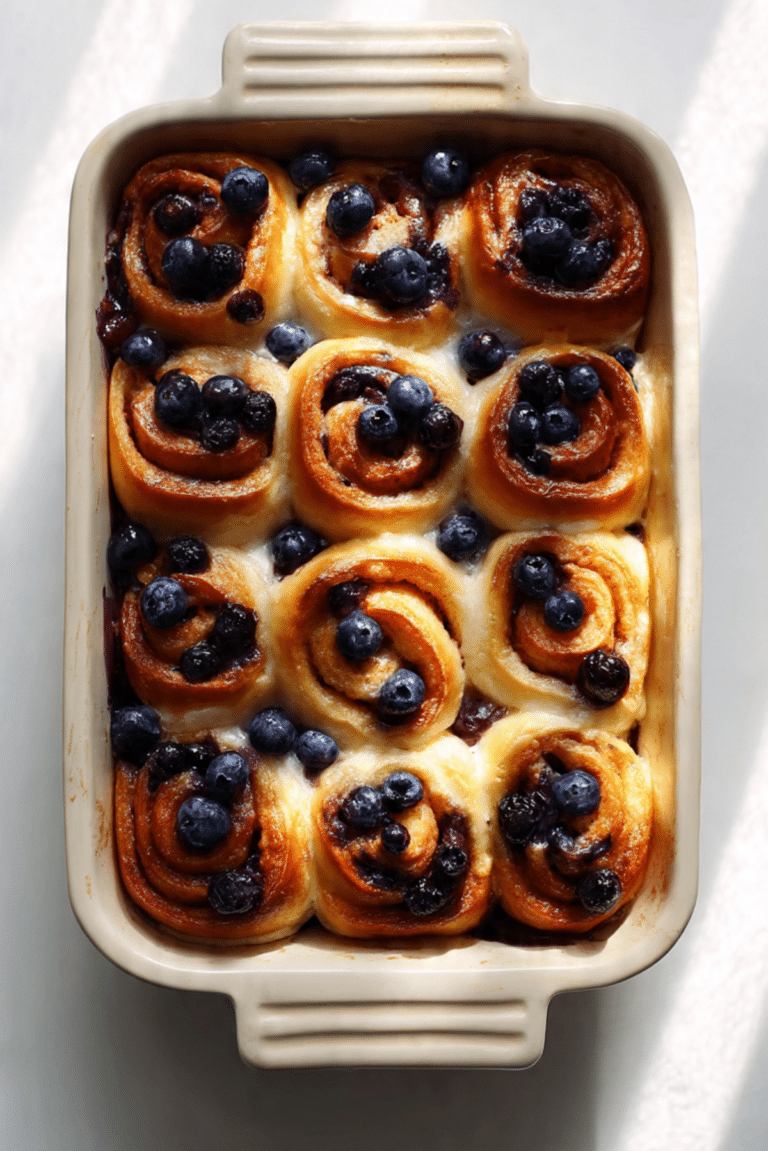Blueberry Cinnamon Roll Casserole