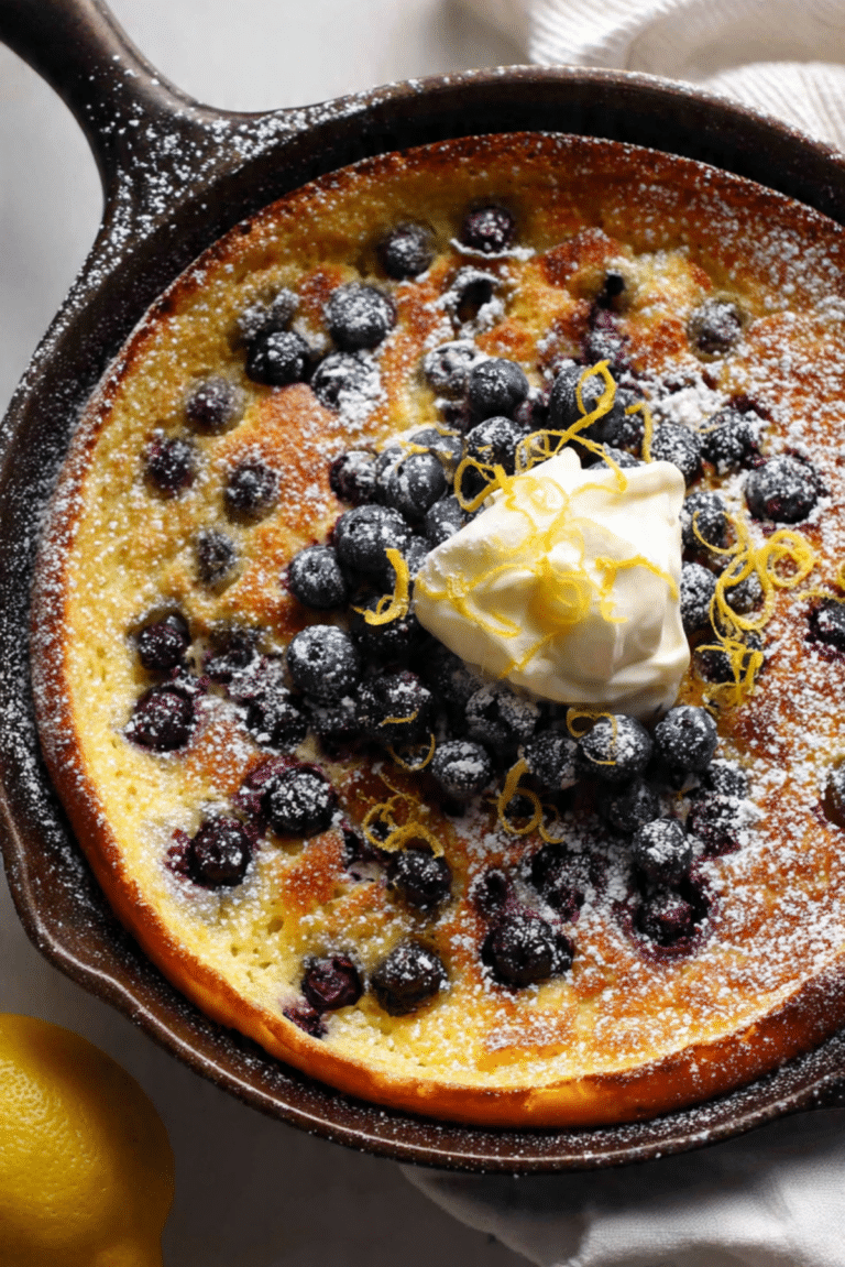 Lemon Blueberry Skillet Pancake