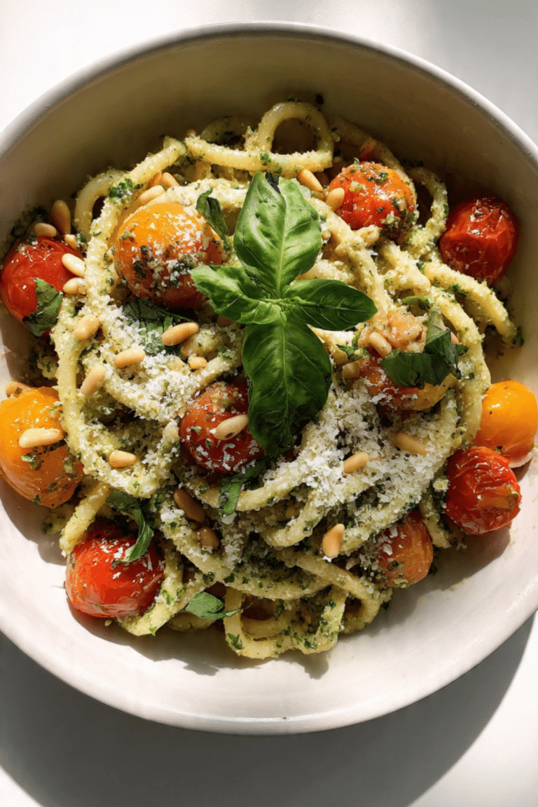 Pesto Pasta with Cherry Tomatoes