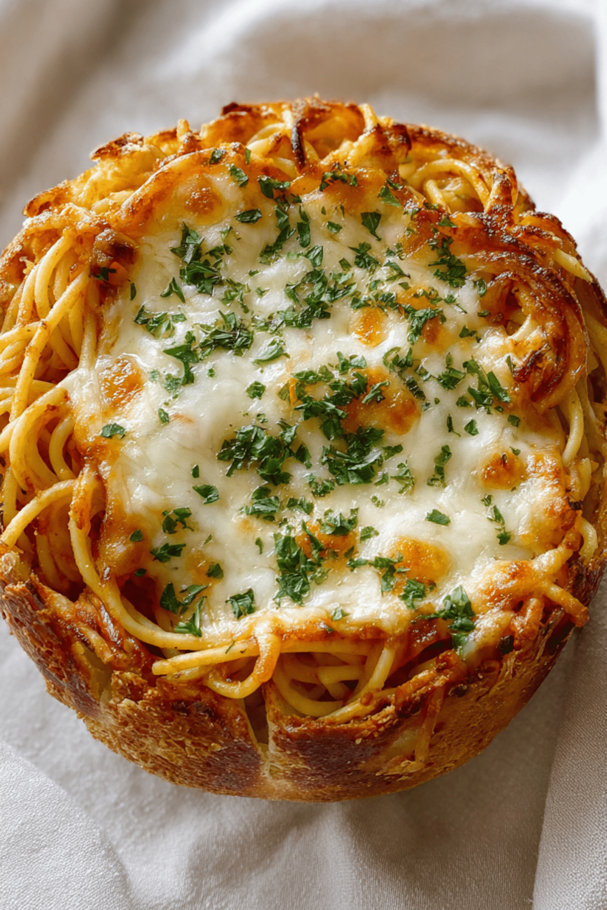 Spaghetti Garlic Bread Bowls Recipe