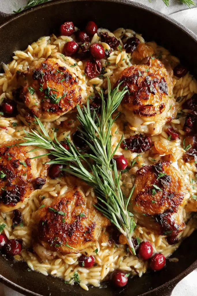 Cranberry-Rosemary Chicken Orzo Skillet Recipe