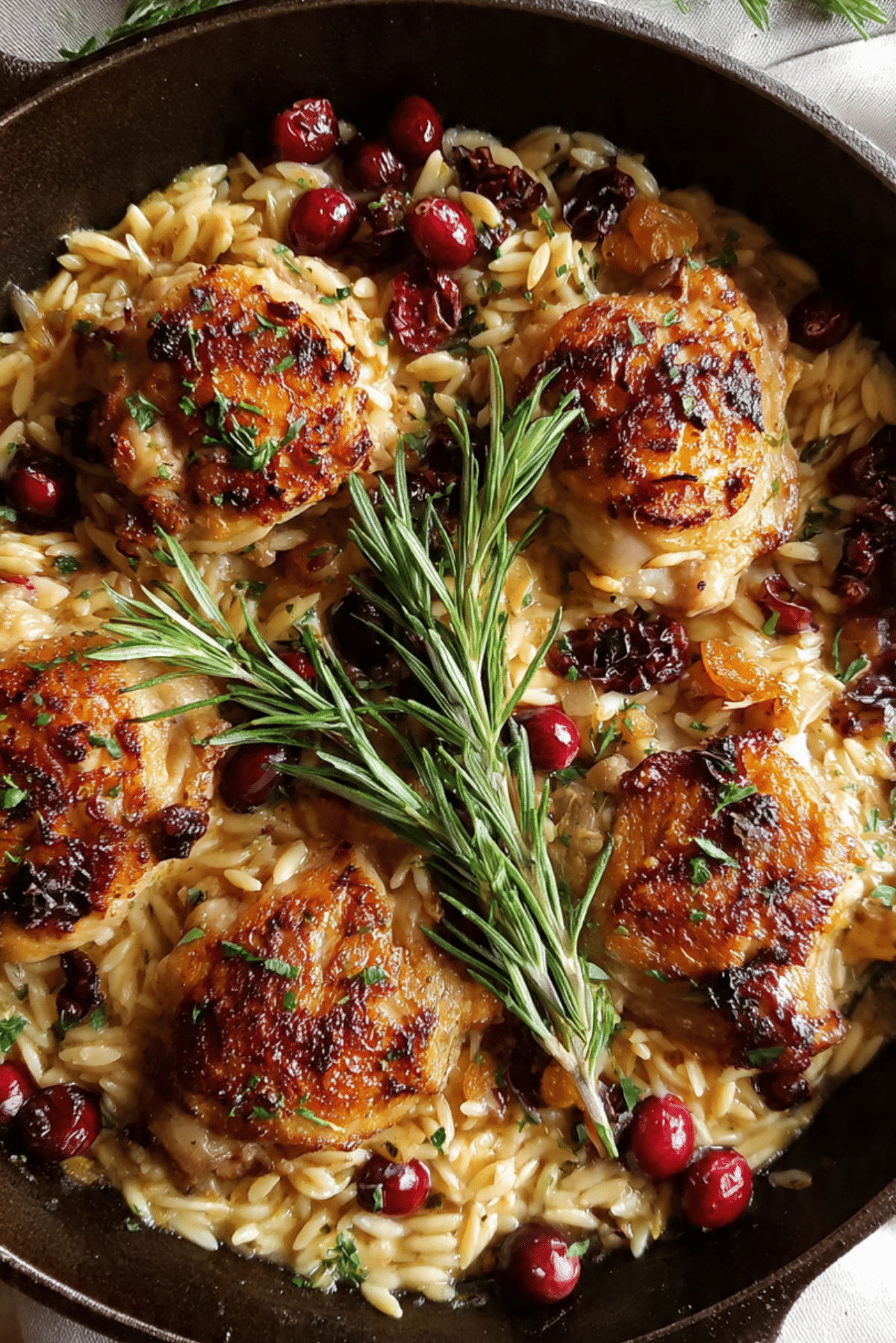Cranberry-Rosemary Chicken Orzo Skillet Recipe