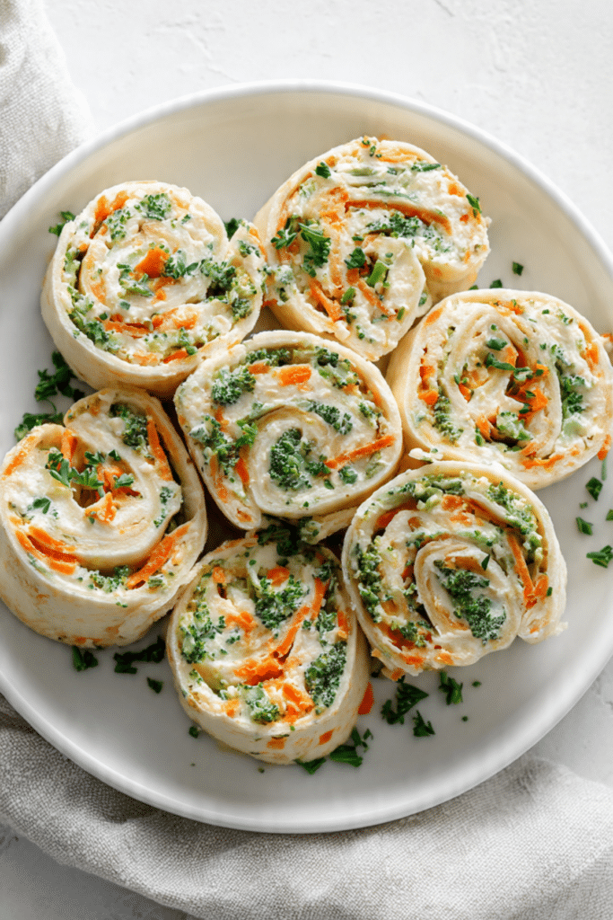 Veggie Pinwheels with Broccoli and Carrots Recipe