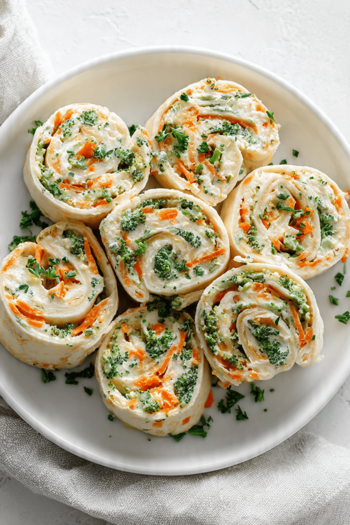 Veggie Pinwheels with Broccoli and Carrots Recipe