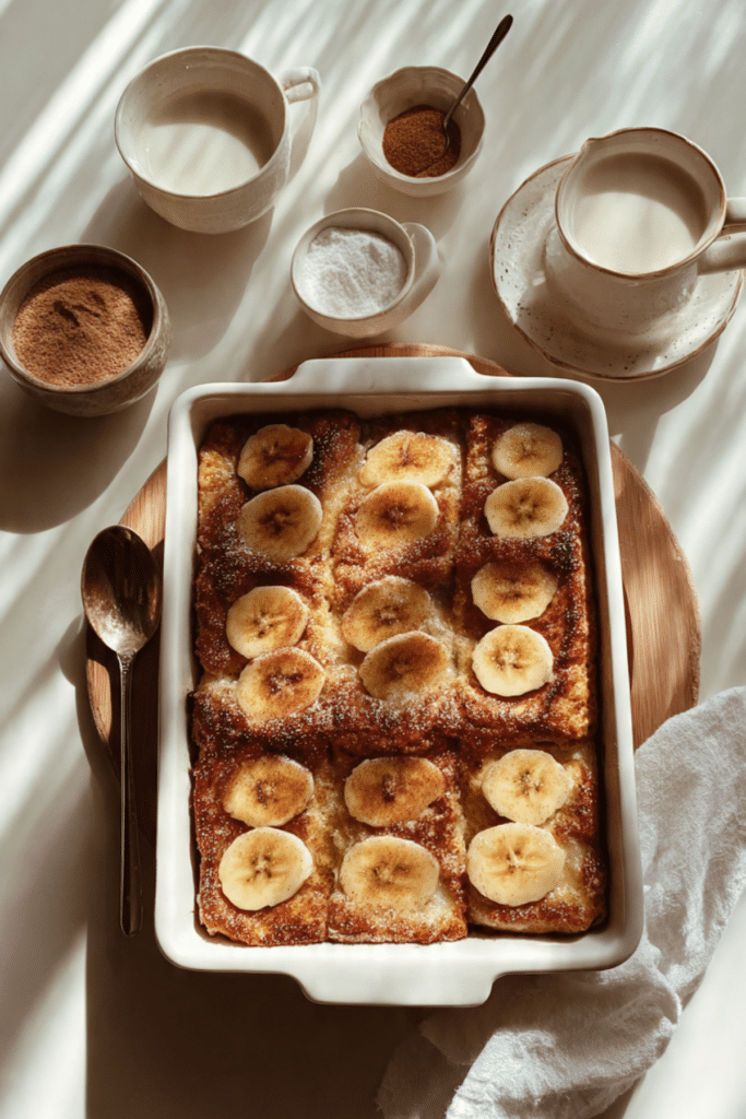 Overnight Baked Banana French Toast Casserole