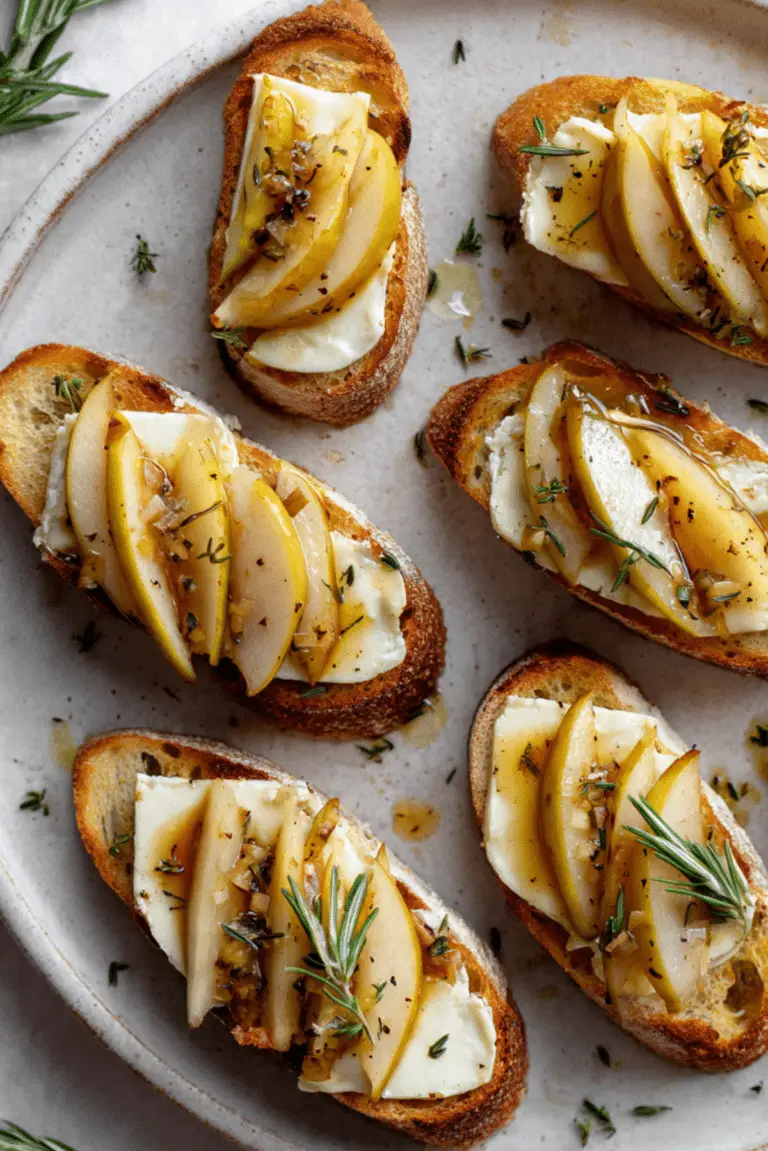 Caramelized Pear & Brie Crostini
