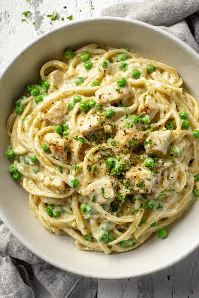 One-Pot Chicken Alfredo with Peas