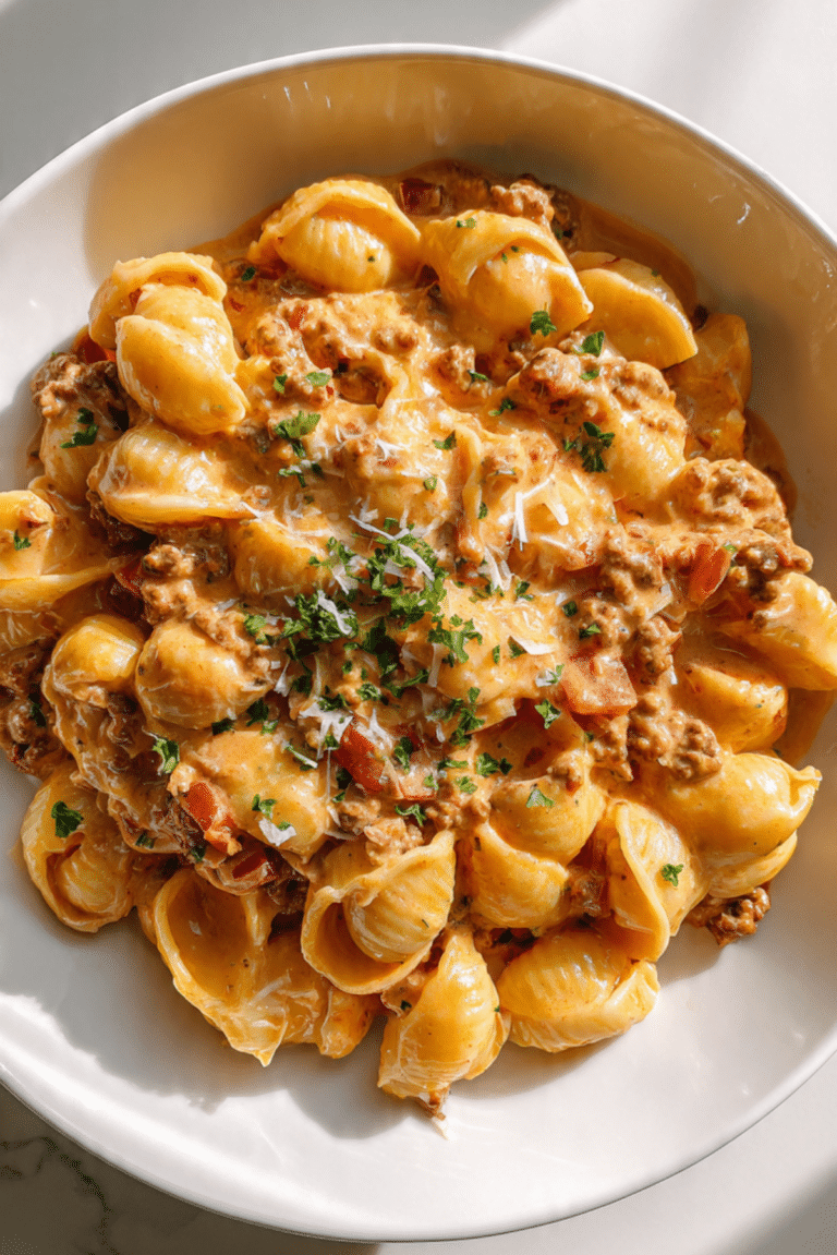 Creamy Rotel Pasta with Ground Beef