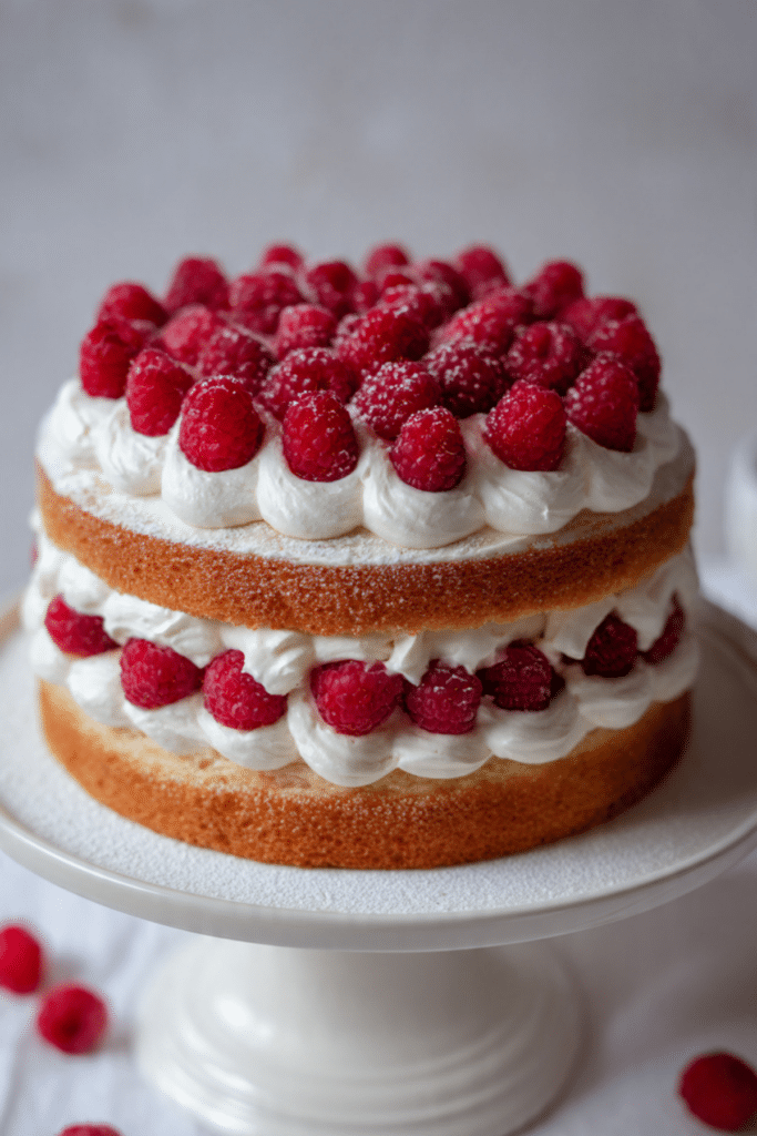 Raspberries and Cream Cake Recipe