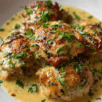 Bobby Flay Chicken Thighs with Creamy Garlic Sauce Recipe