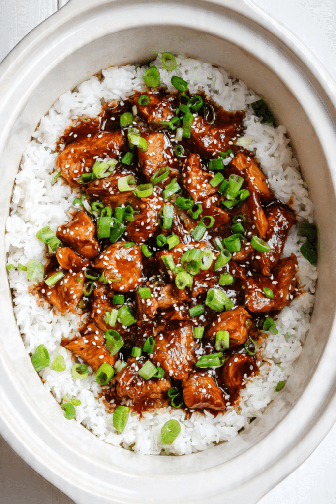 Crockpot Teriyaki Chicken chini Bake