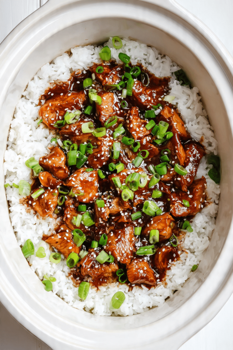 Crockpot Teriyaki Chicken chini Bake