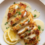 Lemon Pecorino Crusted Chicken with Creamy Lemon Sauce Recipe