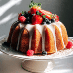 Mixed Berry Bundt Cake with Glaze & Fresh Berries