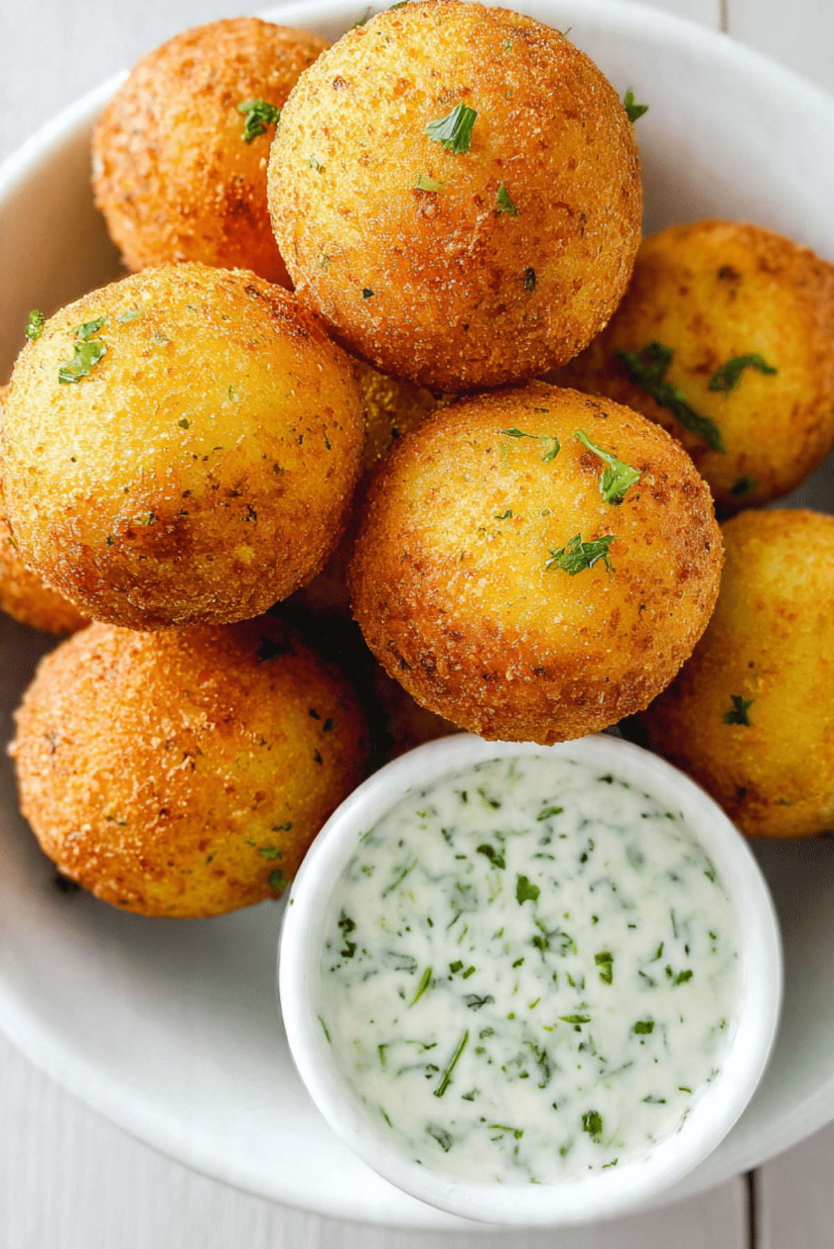 Potato Cheese Balls with Herb Sauce