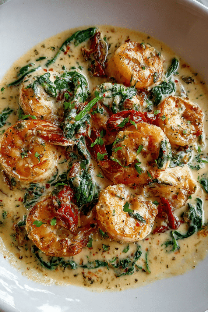 Sizzling Creamy Tuscan Shrimp