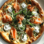 Smoked Salmon Pizza with Pesto & Cream Sauce