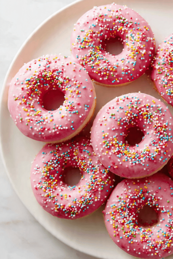Pink Frosted Donuts with Sprinkles