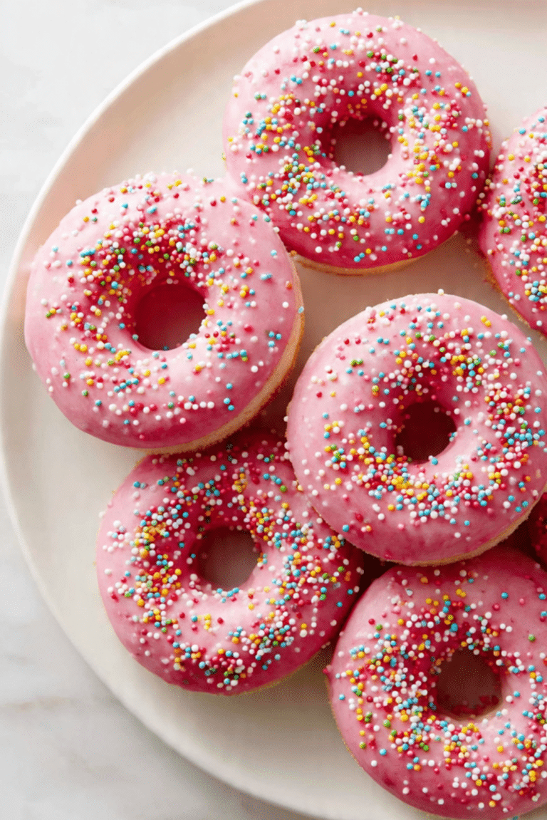 Pink Frosted Donuts with Sprinkles
