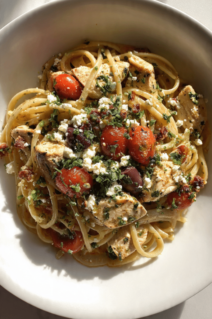 Tasty Mediterranean Chicken Feta Pasta