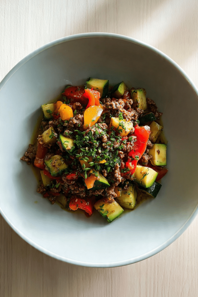 Mediterranean Ground Beef Stir Fry