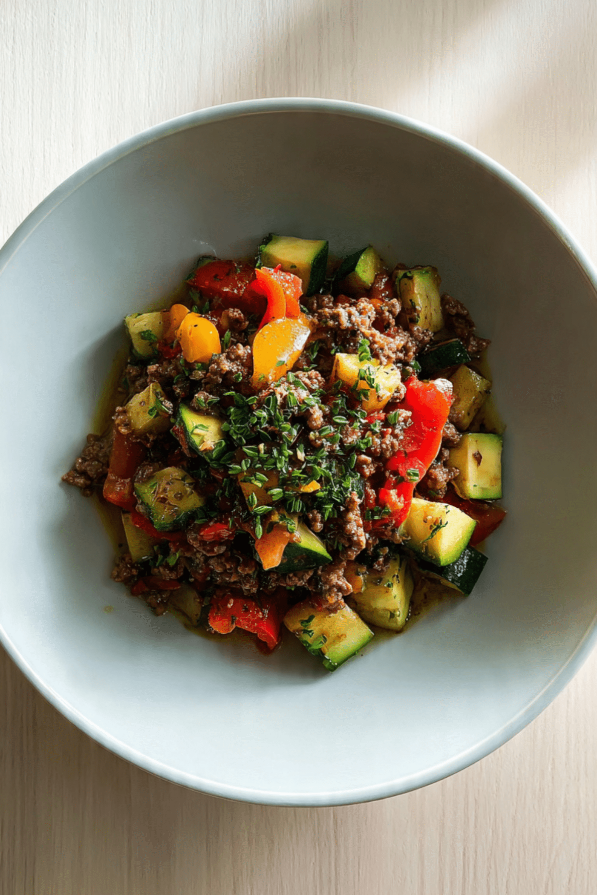 Mediterranean Ground Beef Stir Fry