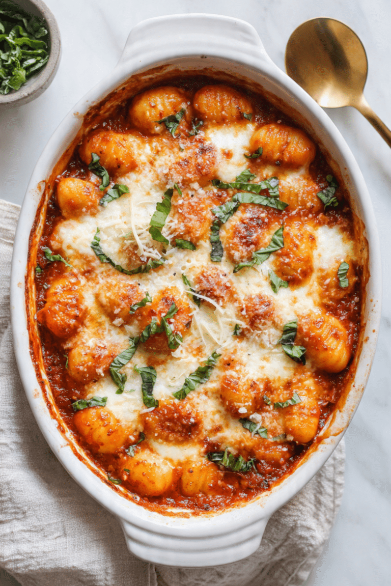 Lazy Baked Gnocchi with Cheese