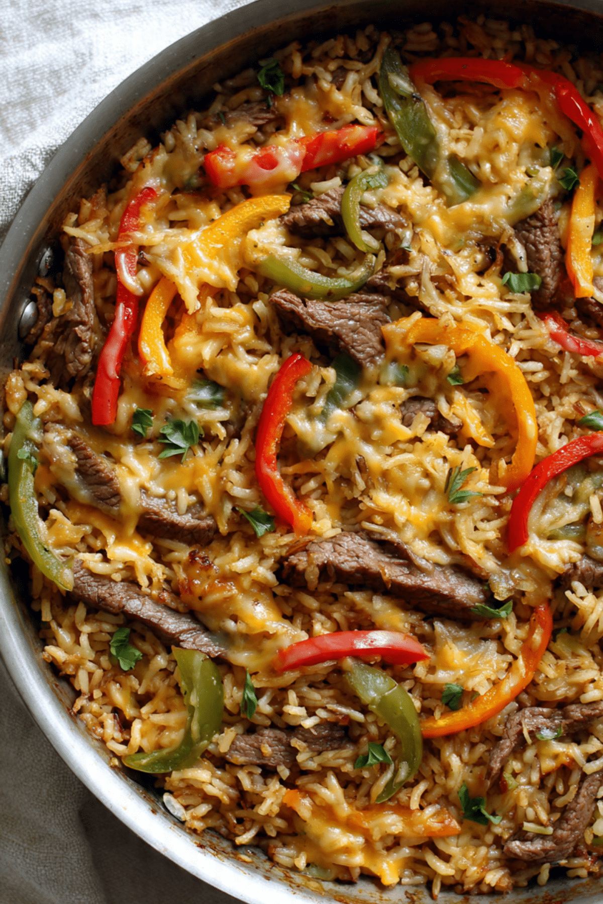 Philly Cheesesteak Rice Skillet