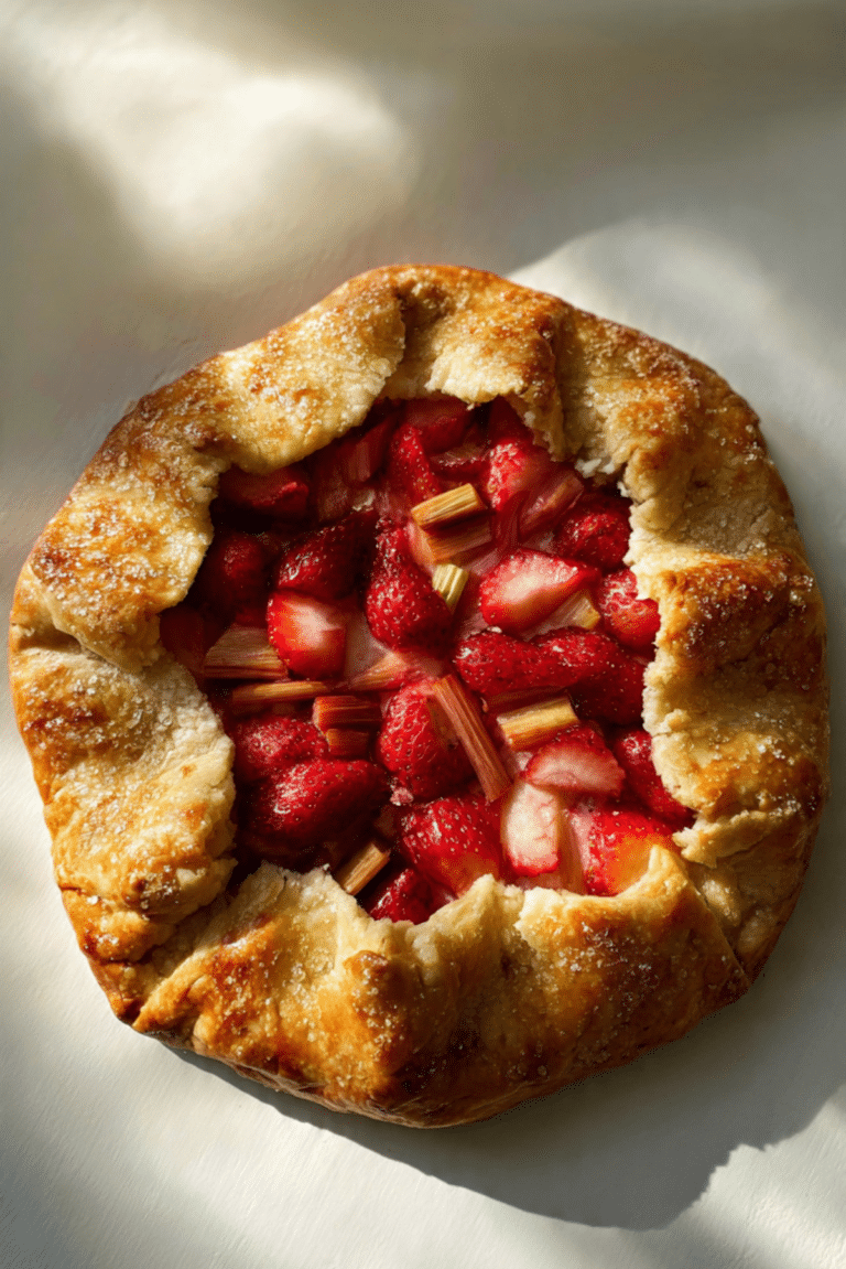 Strawberry Rhubarb Galette with Puff Pastry