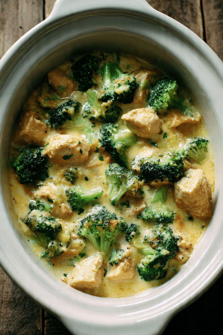 Crockpot Chicken and Broccoli (Cheesy!)