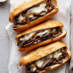 sliced beef caramelized onion