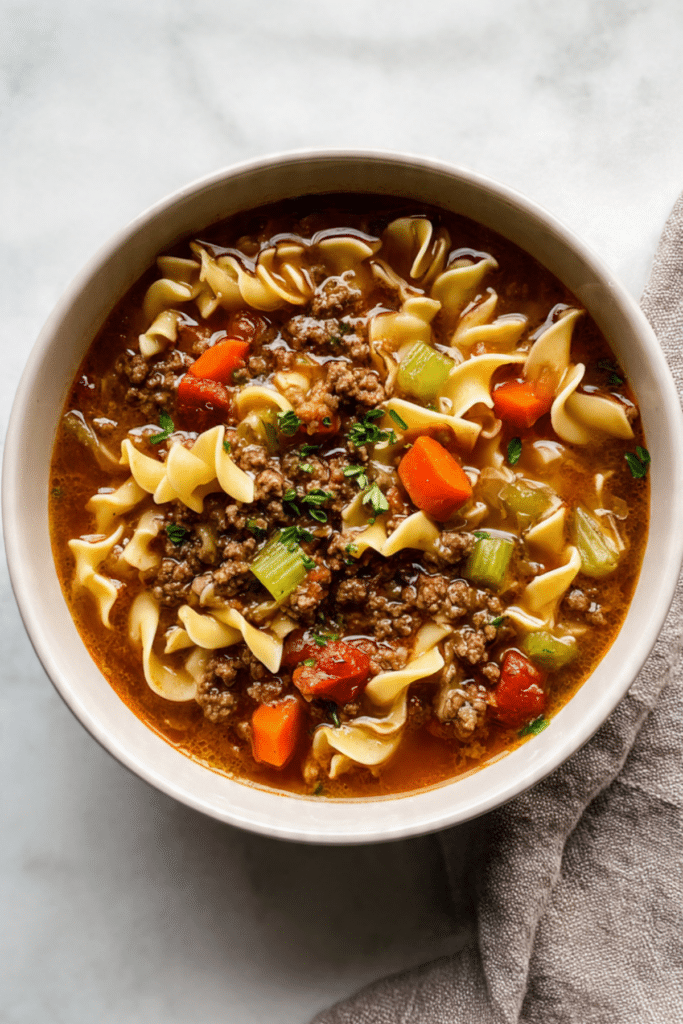 Hamburger Noodle Soup
