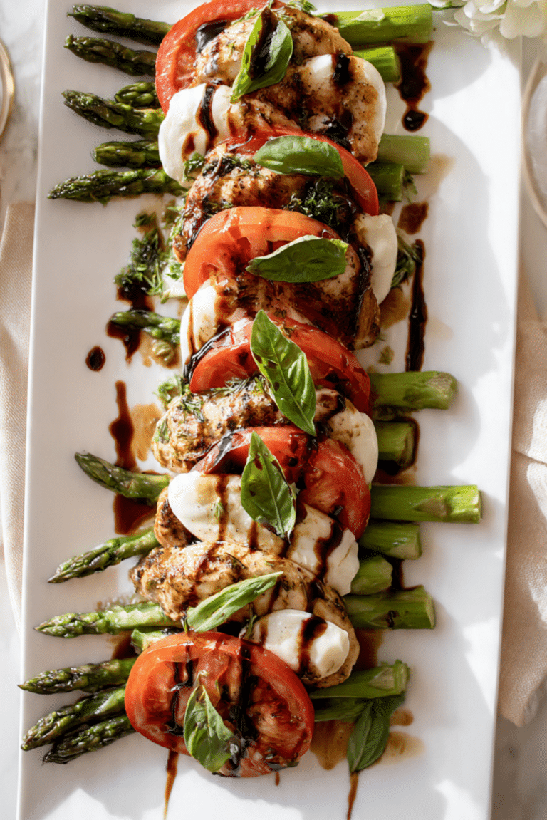 Balsamic Caprese Chicken with Asparagus