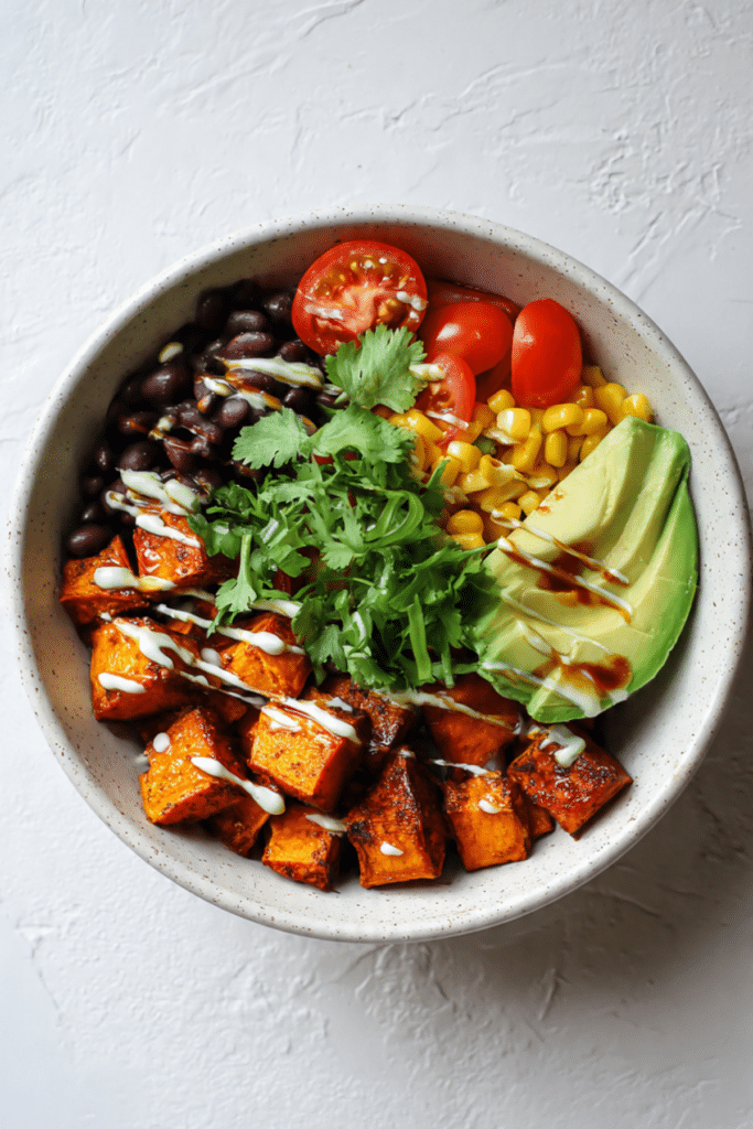 Mexican sweet potato hot honey bowl