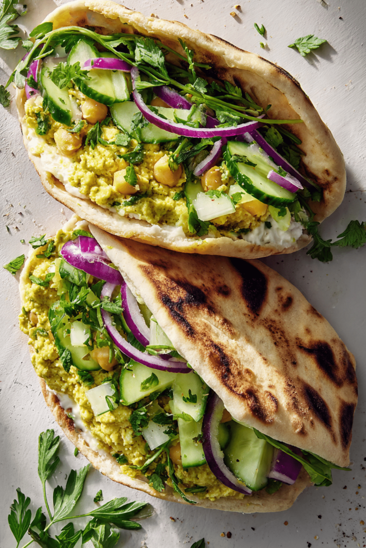 Smashed Chickpea Avocado “Naanwich”
