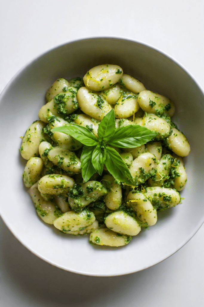 Butter Beans with Ricotta, Lemon + Basil Pesto